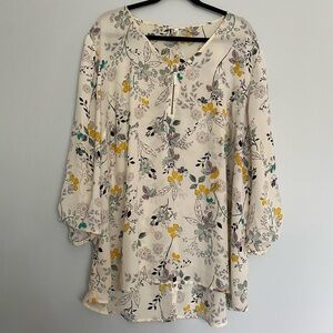 maurices floral vneck zip blouse